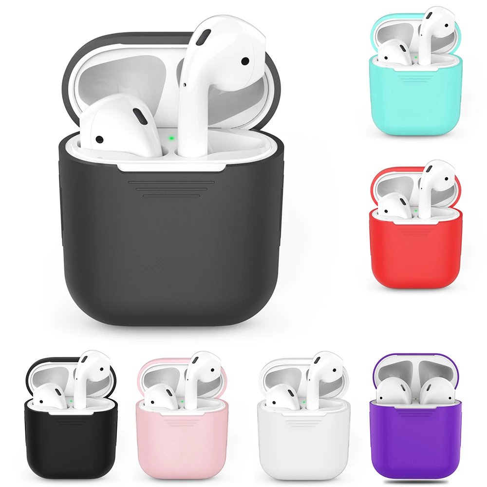

Soft Silicone Case For Apple Airpods Plain Bluetooth Earphone Cases Shockproof Cover For Airpods Protective Skin Ultra Thin Box