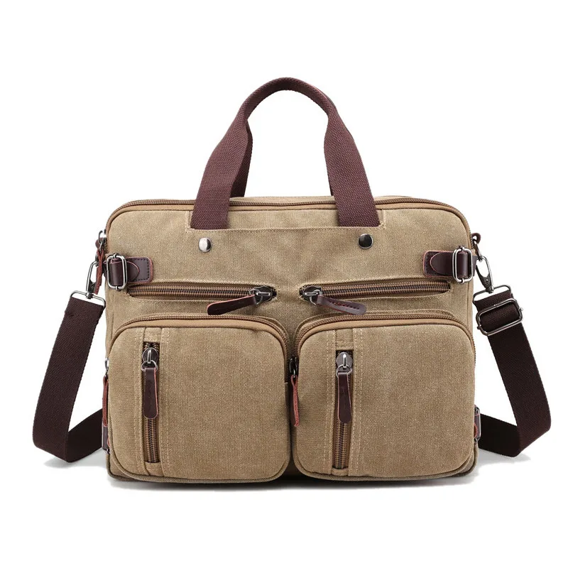 Men Canvas Briefcase Business Laptop Handbag Large Messenger Shoulder Bag Big Casual Male Tote Back Bags Travel Suitcase XA162ZC - Цвет: Khaki