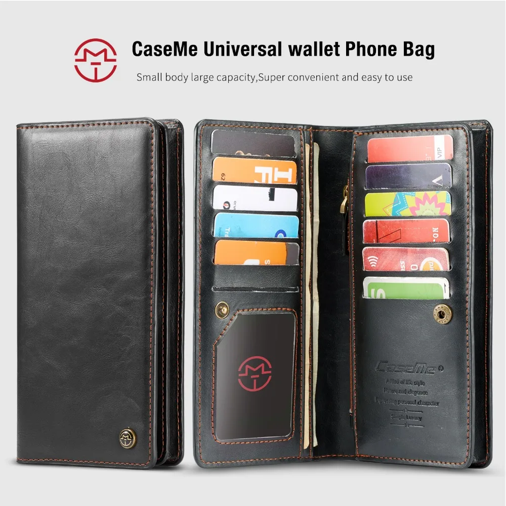 

Универсальный роскошный Винтажный чехол для телефона, Многофункциональный прочный флип-кошелек на молнии, чехол-подставка для карт для iPhone...