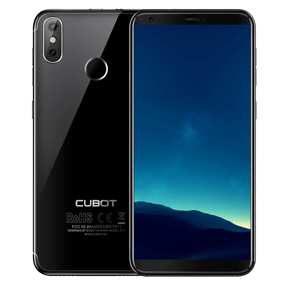 Чехол для CUBOT R11 3g WCDMA отпечатков пальцев все Экран 18:9 HD+ 2 Гб оперативной памяти, 16 Гб встроенной памяти, мобильный телефон 8-ядерный спереди 8MP задняя 13+ 2 Мп камеры смартфона - Цвет: Black