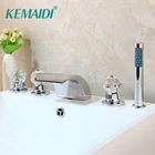KEMAIDI набор из 5 предметов, установленный на палубе, водопад, носик с ручным распылителем, ванная комната, ванна, смеситель для душа