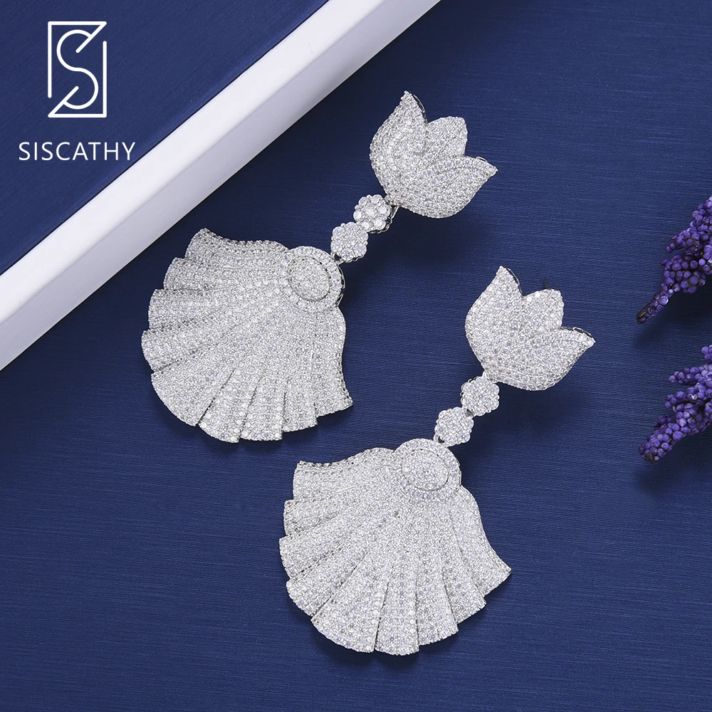 Женские серьги с цветочным кулоном SISCATHY серьги-капельки фианитом в нигерийском