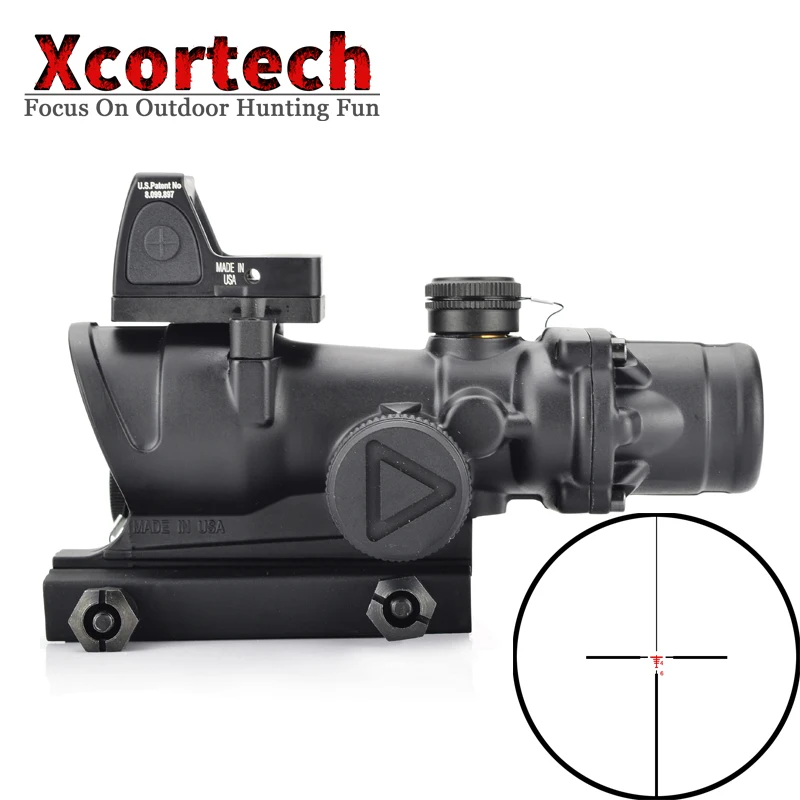 Тактический ACOG 4x32 красный прибор ночного видения для освещения прицельная сетка для прицела с рефлекторной регулируемой мин красной точки зрения для страйкбола охоты