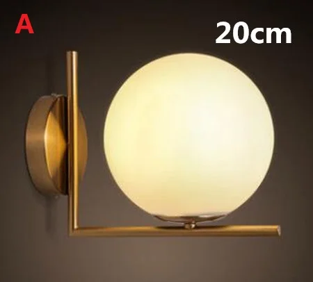A gold 20cm Современный скандинавский настенный светильник стеклянный шар Ретро настенный светильник для столовой спальни потолочный светильник s ресторанный проходной коридор кафе Decora - Цвет абажура: A gold 20cm