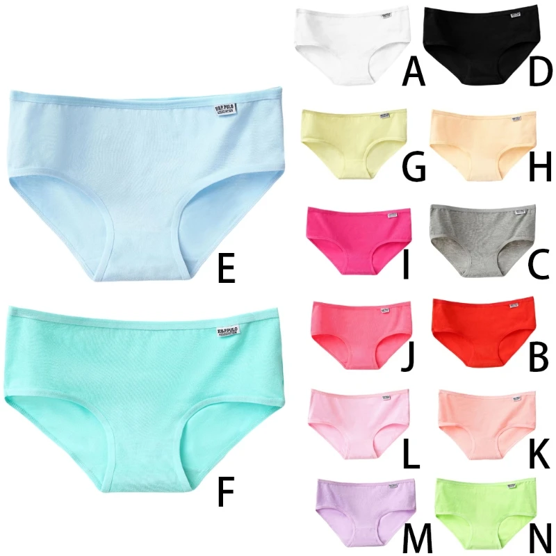 Women 2XL Size Cotton Briefs Candy Solid Color Panties Low Waist Underwear Soft