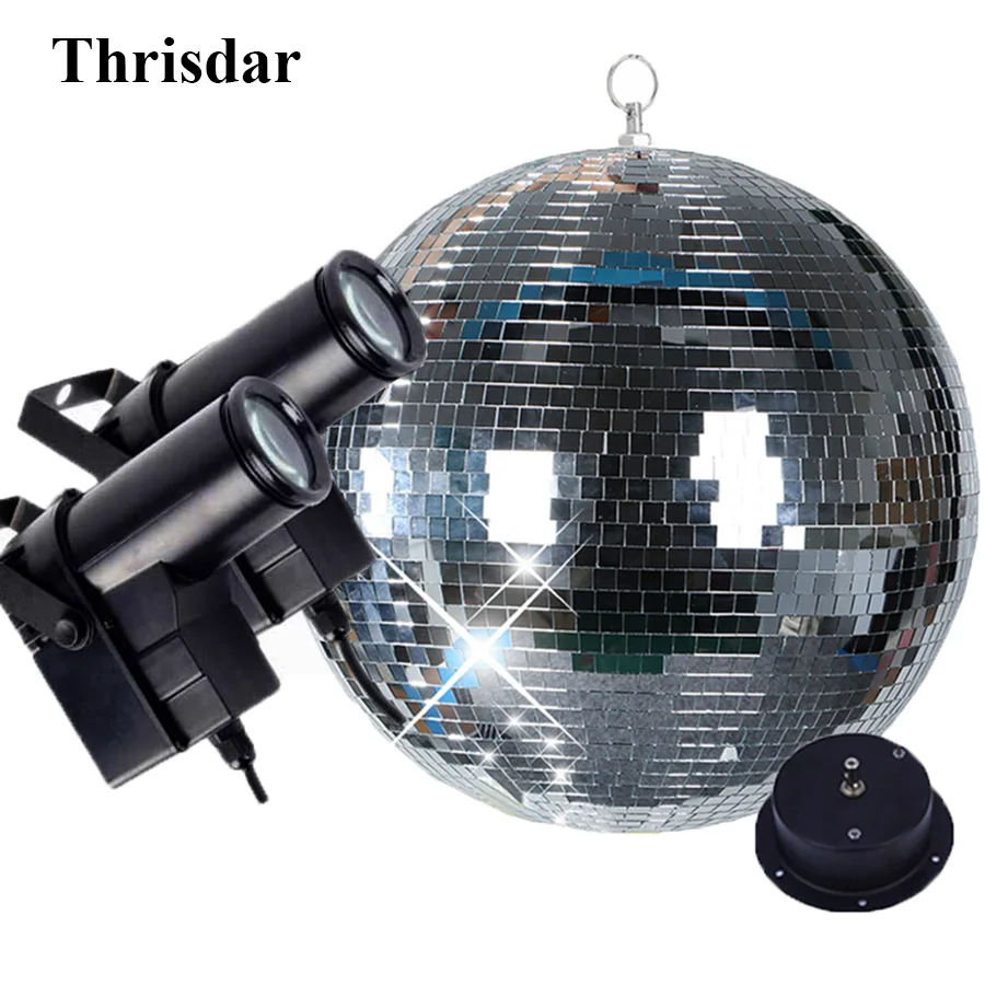Thrisdar Dia25CM 30 см Подвесной Стеклянный диско-зеркальный шар с 2 шт 10 Вт RGB луч Точечный светильник для свадебной вечеринки KTV диско-сценический светильник