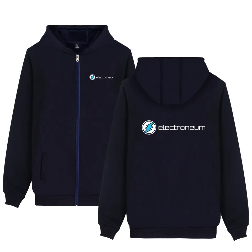 Толстовка на молнии с принтом логотипа Electroneum хлопковая толстовка блочной цепью