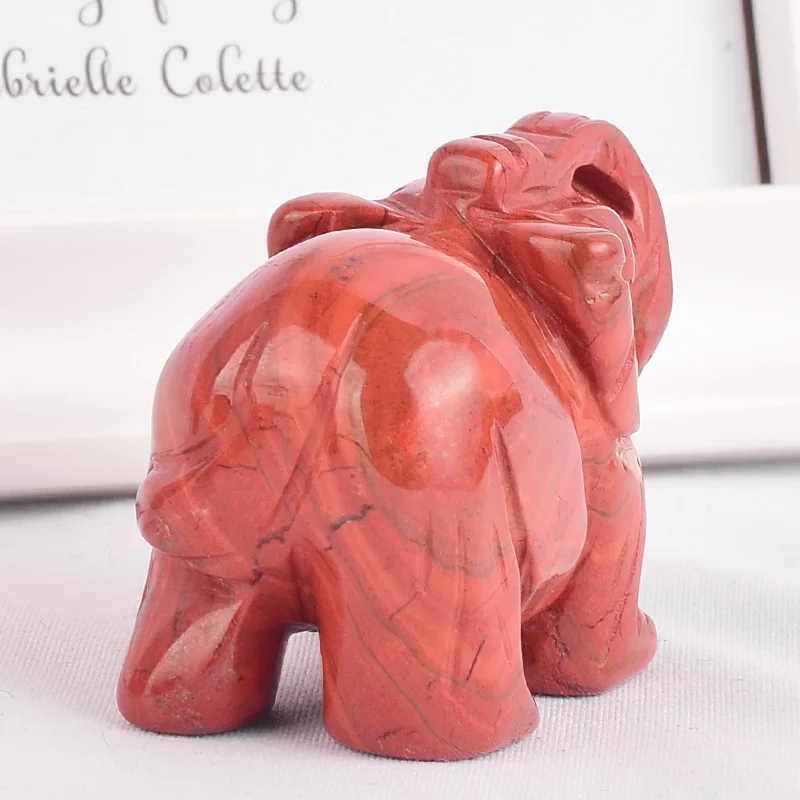 2 дюйма натуральные драгоценные камни красная яшма слон фигурка резное ремесло