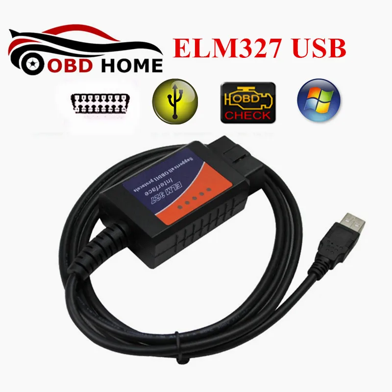 OBD2 автоматический считыватель кодов USB ELM 327 пластик V1.5 Поддержка Windows OBDII