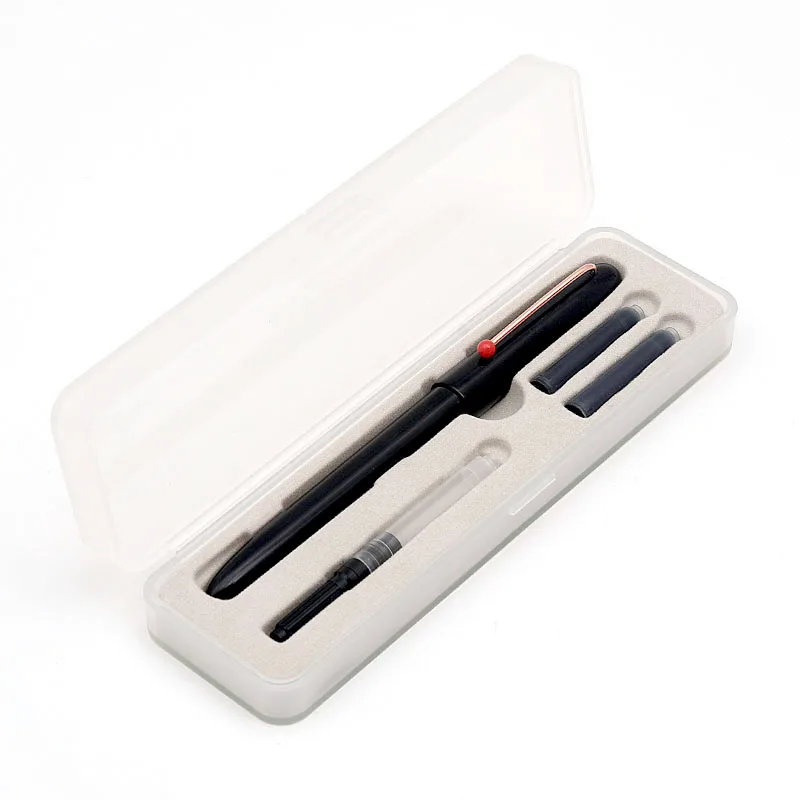 Black Andstal Kaco Retro 0,38 мм перьевая ручка с колпачком авторучка с чернильным картриджем подарочный набор плавное письмо для применения студентами ручки для письма - Color: Black