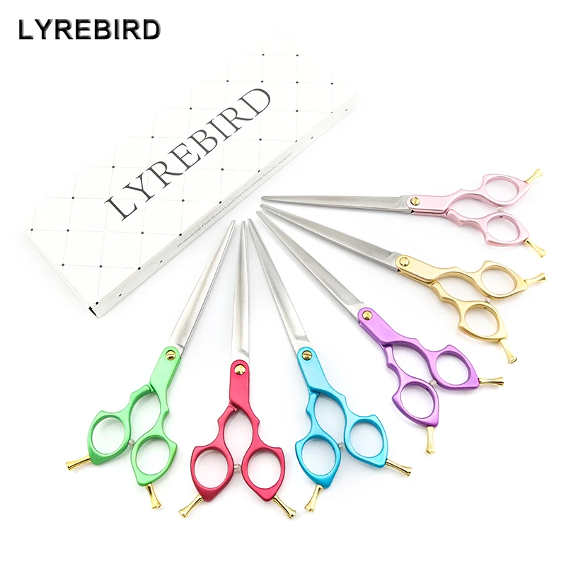 

Professional Pet Dog Grooming Scissors 7 Inch Dog Hair Scissors Straight 6 Color Handle Super Japan 440C Lyrebird TOP CLASS NEW