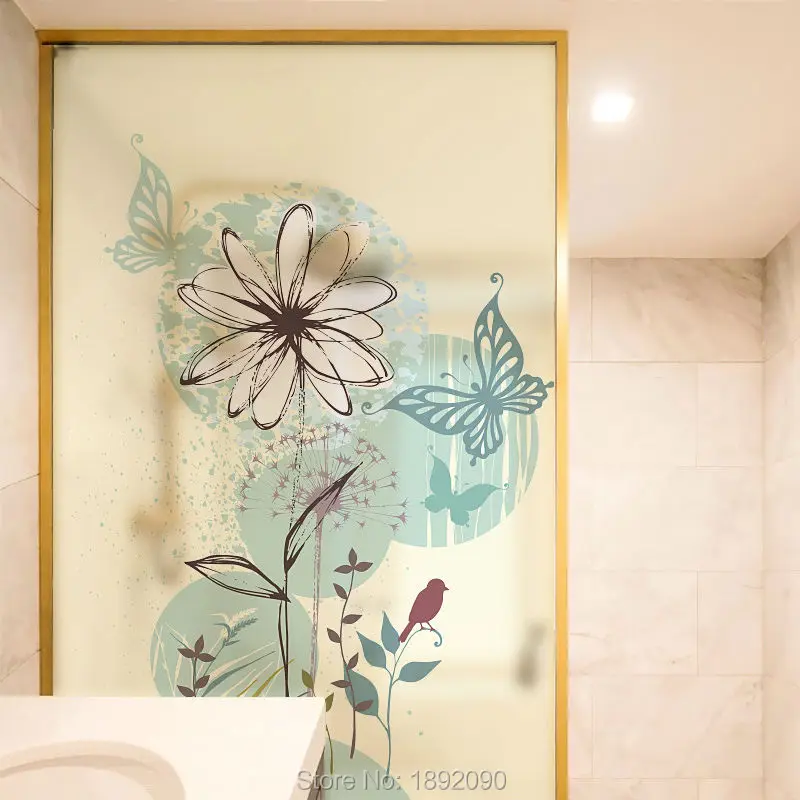 Бесплатный размер витражная статическая стеклянная оконная пленка раздвижная