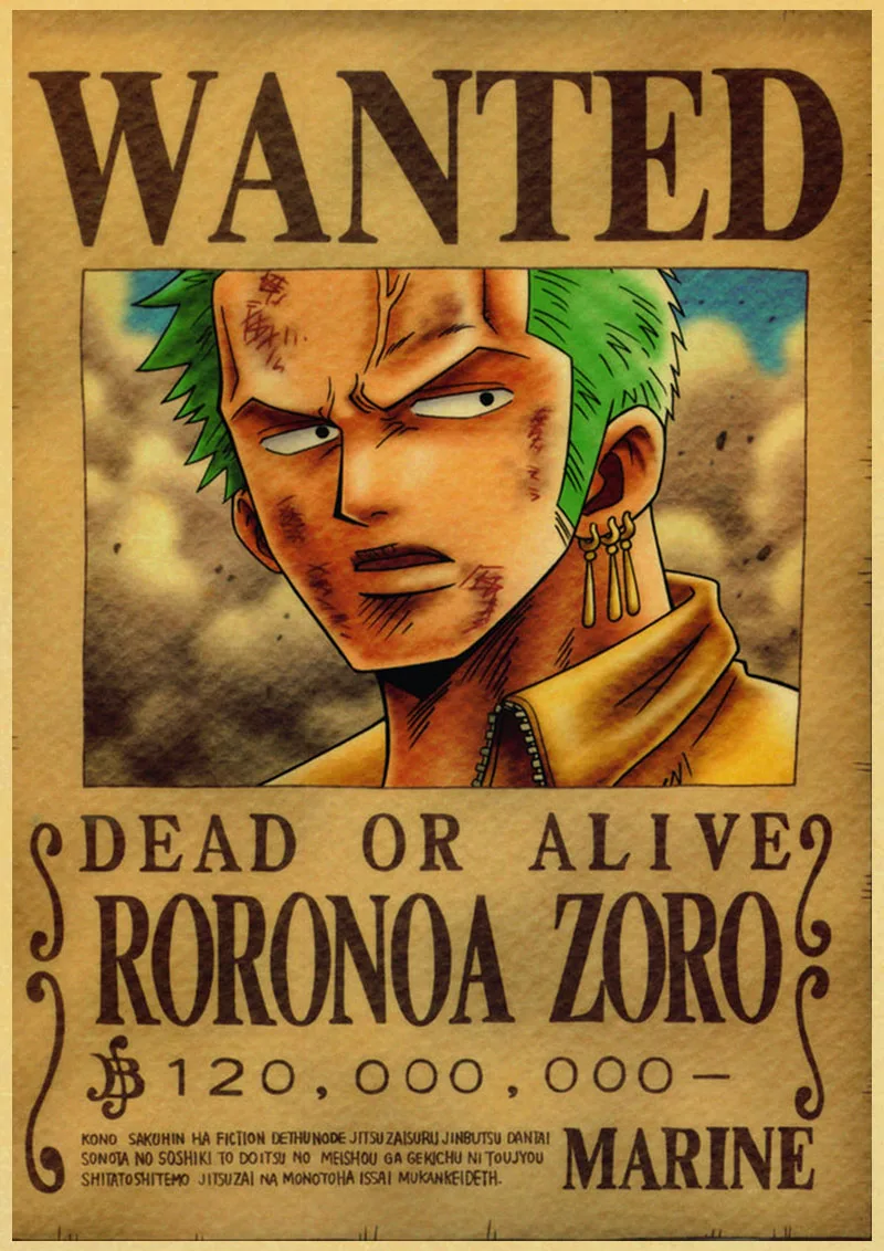 P018 Японский Классический Аниме one piece Wanted Ретро плакат Обезьяна D Luffy Wanted винтажная настенная живопись стены комнаты художественные плакаты - Цвет: P018