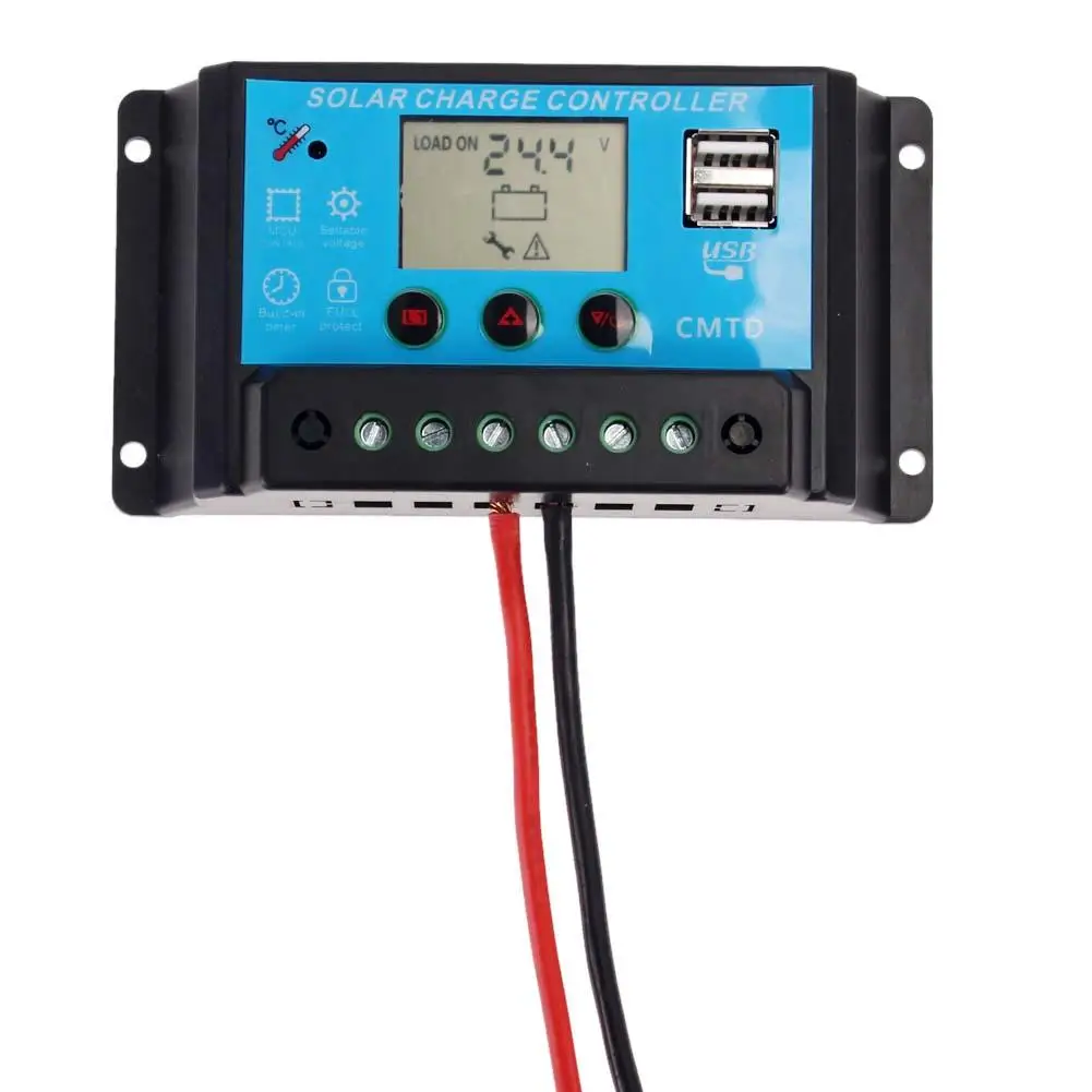 PWM 10A контроллер солнечного заряда 12 В 24 в ЖК-дисплей Авто Солнечная Панель