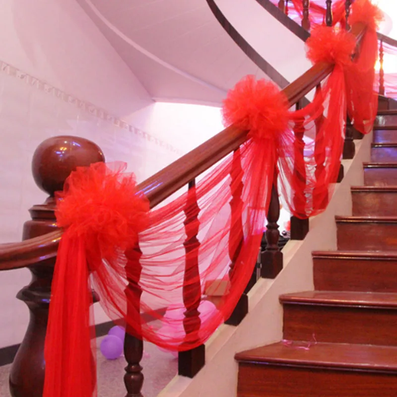 

Помпон из тюлевой пряжи-цветок, шары, гирлянда, домашние лестницы, перила, украшения, вечерние, Декор для дома, день рождения