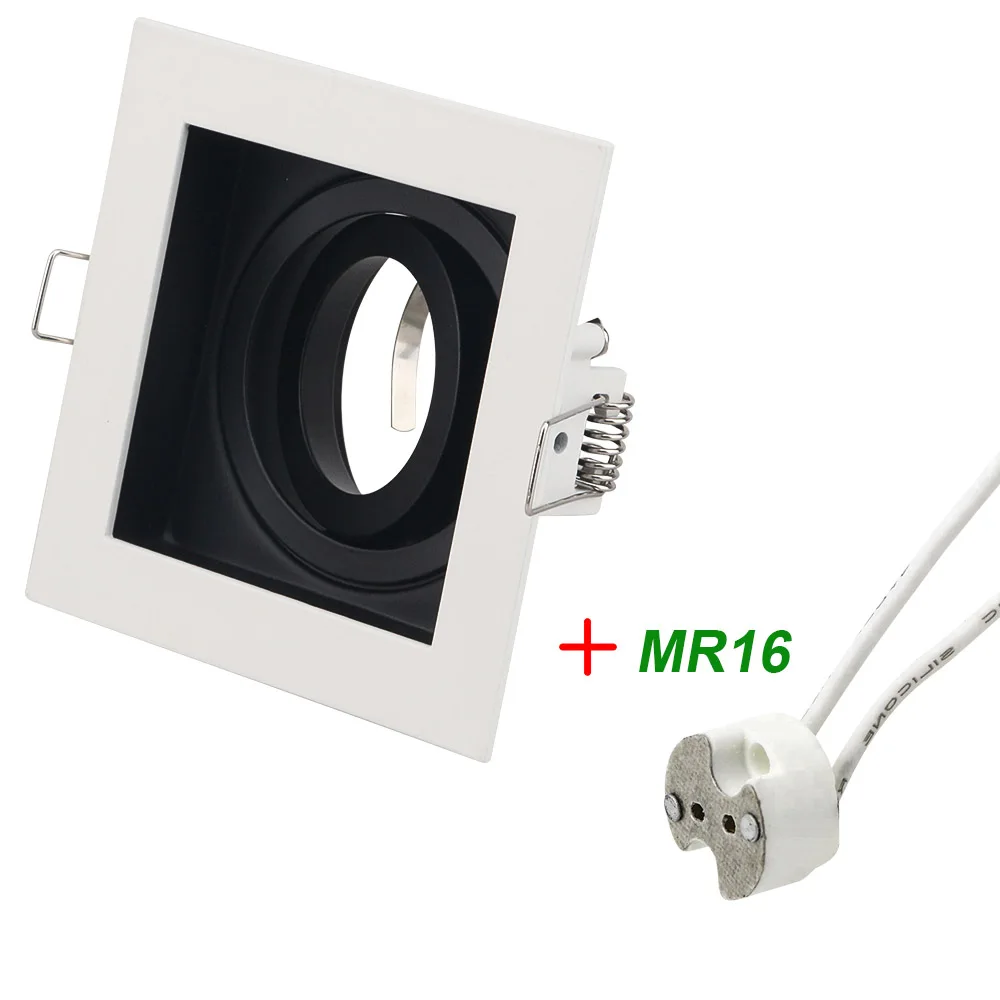 KD-SLF250S and MR16 Цоколь лампы белый/черный GU10 MR16 E14 встроенный потолочный светильник базовый разъем регулируемый диаметр 50 мм отверстие для резки 90 мм - Цвет: KD-SLF250S and MR16