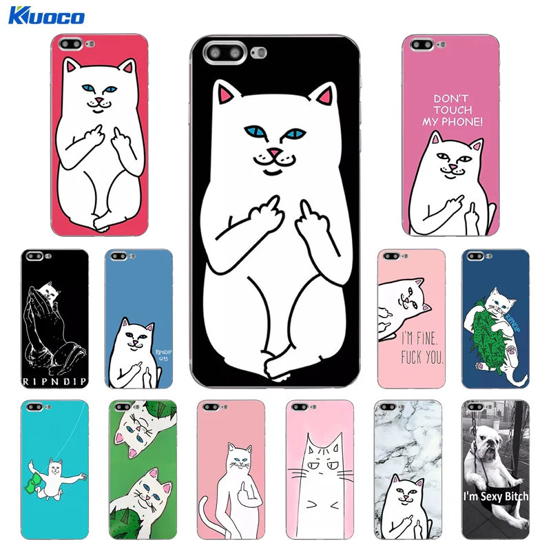 DIY For Apple iPhone 7 / 8 Plus 10 Phone Case X 5C 5S SE Shell Soft TPU 6S Cover Finger Cat Printing |