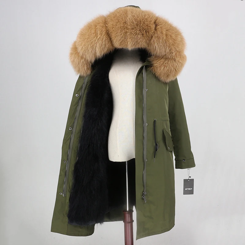 OFTBUY X-long Parka, водонепроницаемая ткань, верхняя одежда, зимняя куртка для женщин, натуральный Лисий мех, капюшон, Лисий мех, подкладка, натуральный мех, пальто, съемный