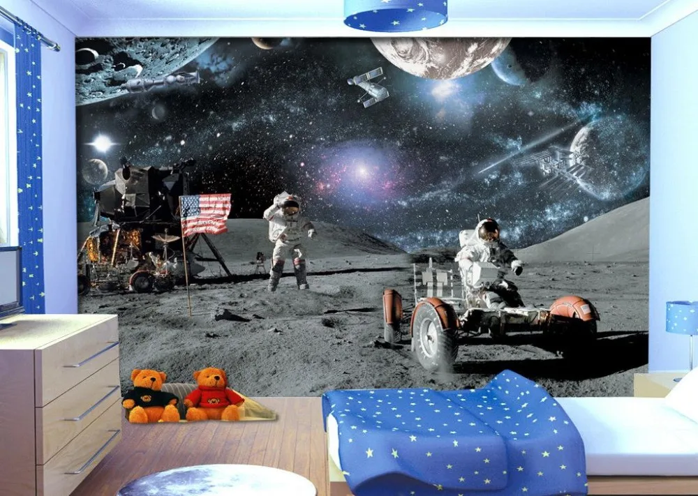 Стереоскопические 3d обои с изображением Луны и автомобиля фото на заказ