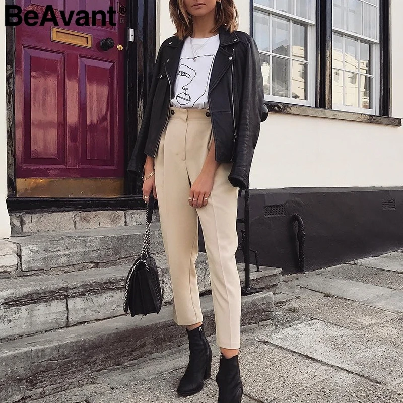 BeAvant однотонные повседневные женские брюки шаровары с высокой талией офисный