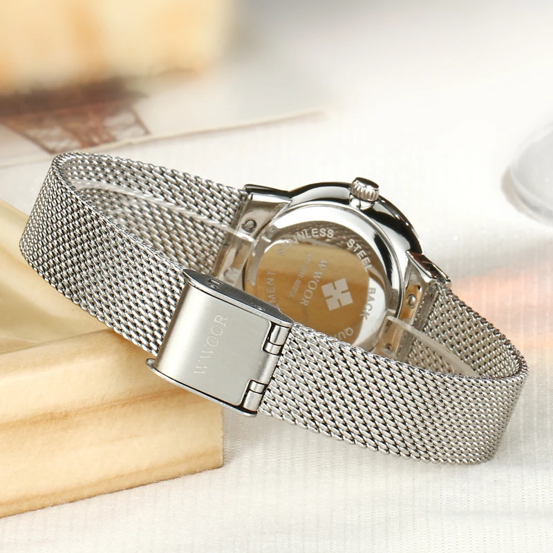 WWOOR Luxury Brand Women Watche Fashion Casual Quartz Watch Small Dial Rhinestones Simple Mesh Bracelet Ladies Wrist | Наручные часы