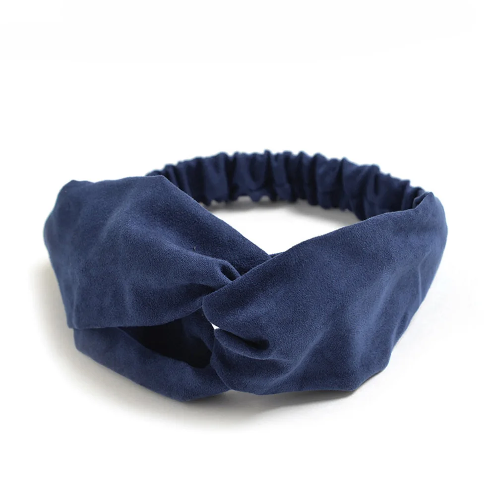 navy blue Женский головной убор, повязка в клетку с бантом, эластичная чалма, головной убор, женские аксессуары для волос, полосатые повязки для волос - Цвет: navy blue
