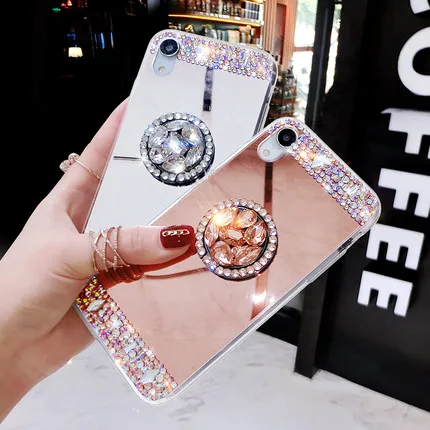Bling Diamond Rhinestone Glitter Mirror Case For Xiaomi Redmi 8 7 5 6 5A 6A 7A 8A Note9 Pro with Ring Holder Stand | Мобильные