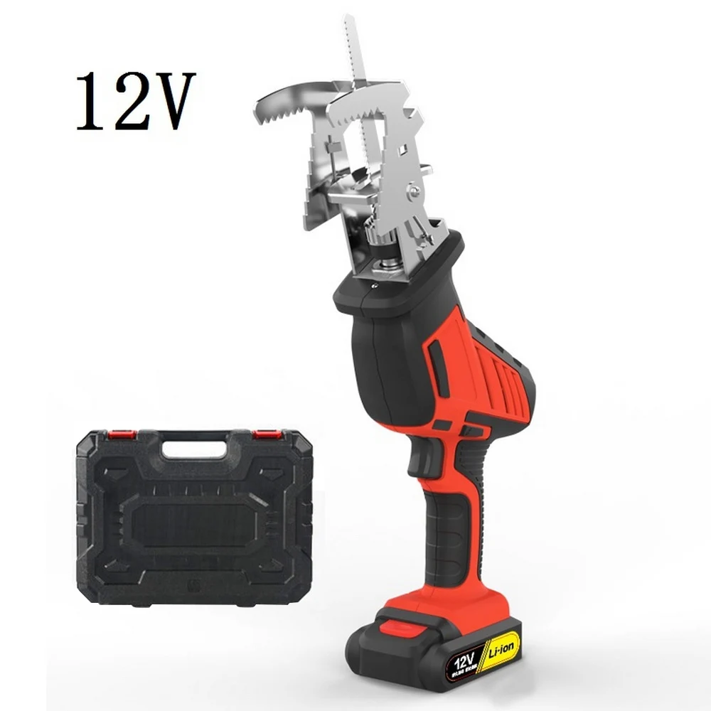 12V without Blades Ручная электрическая пила, возвратно-поступательная пила, инструменты для резки дерева, металла, многофункциональный DIY Беспроводной электроинструмент, светодиодный, с 6 лезвиями - Цвет: 12V without Blades