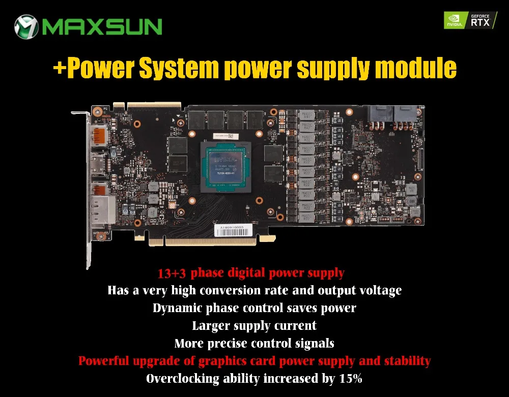 Графическая карта MAXSUN RTX 2080 Ti 11G GDDR6 NVIDIA 352bit 12nm 1350MHz 14000MHz Turing TU102 HDMI+ 3* DP+ type-C 4352