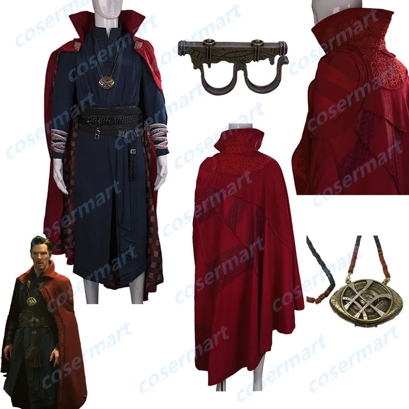 2016 Movie Doctor Strange Costume Ring Necklace Cosplay Steve Full Set Costume Robe Halloween Costume