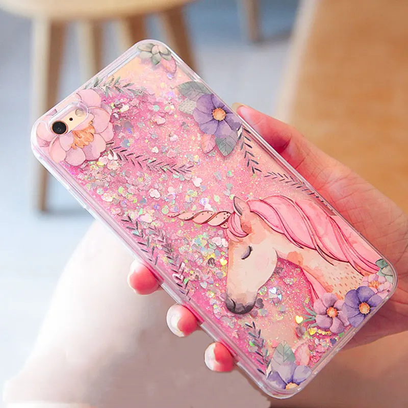 Hard Plastic Capinha For iPhone 8 7 Plus X Glitter Quicksand Cover Case 6 6s 6Plus iPone Cartoon Capa iphonex Cases |