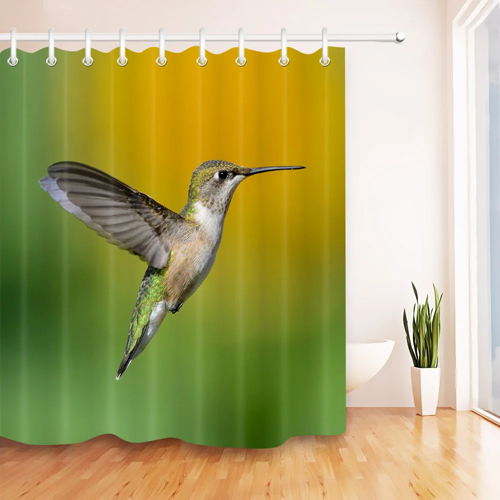 

Vintage Hummingbird collecting honey Bathroom Shower Curtain Waterproof Polyester Fabric Bathroom Curtain & 12 Hooks