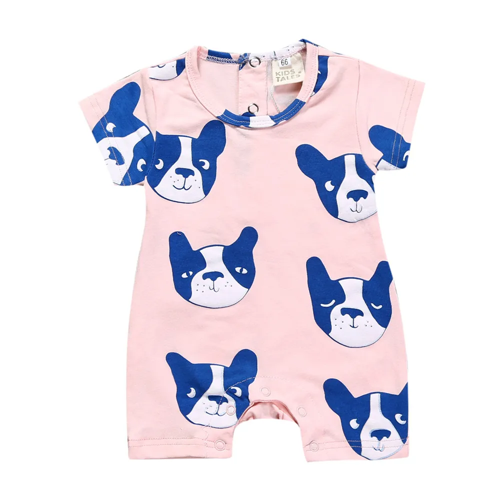 Лето 2020 маленький хлопковый комбинезон синего черного цвета с принтом Собака
