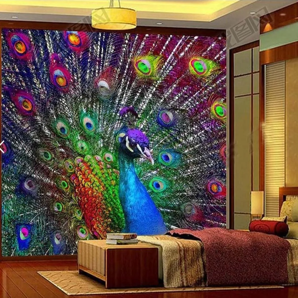 3D красочный павлин открытый экран фотообои фрески для гостиной спальня
