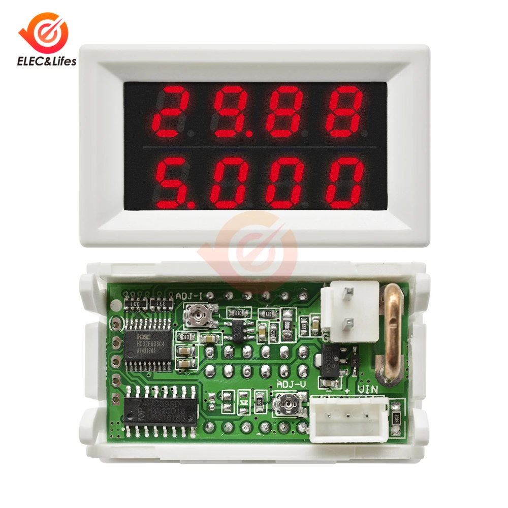 Мини цифровой вольтметр Амперметр постоянного тока 200V 100V 10A 4-разрядный 5 проводов точность напряжения тока метр тест Power Supply двойной светодиодный дисплей