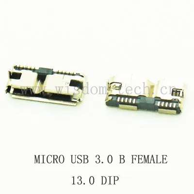 100 шт. 500 Micro USB 3 0 10P гнездовой и Штекерный разъем гнездо для пайки печатных плат