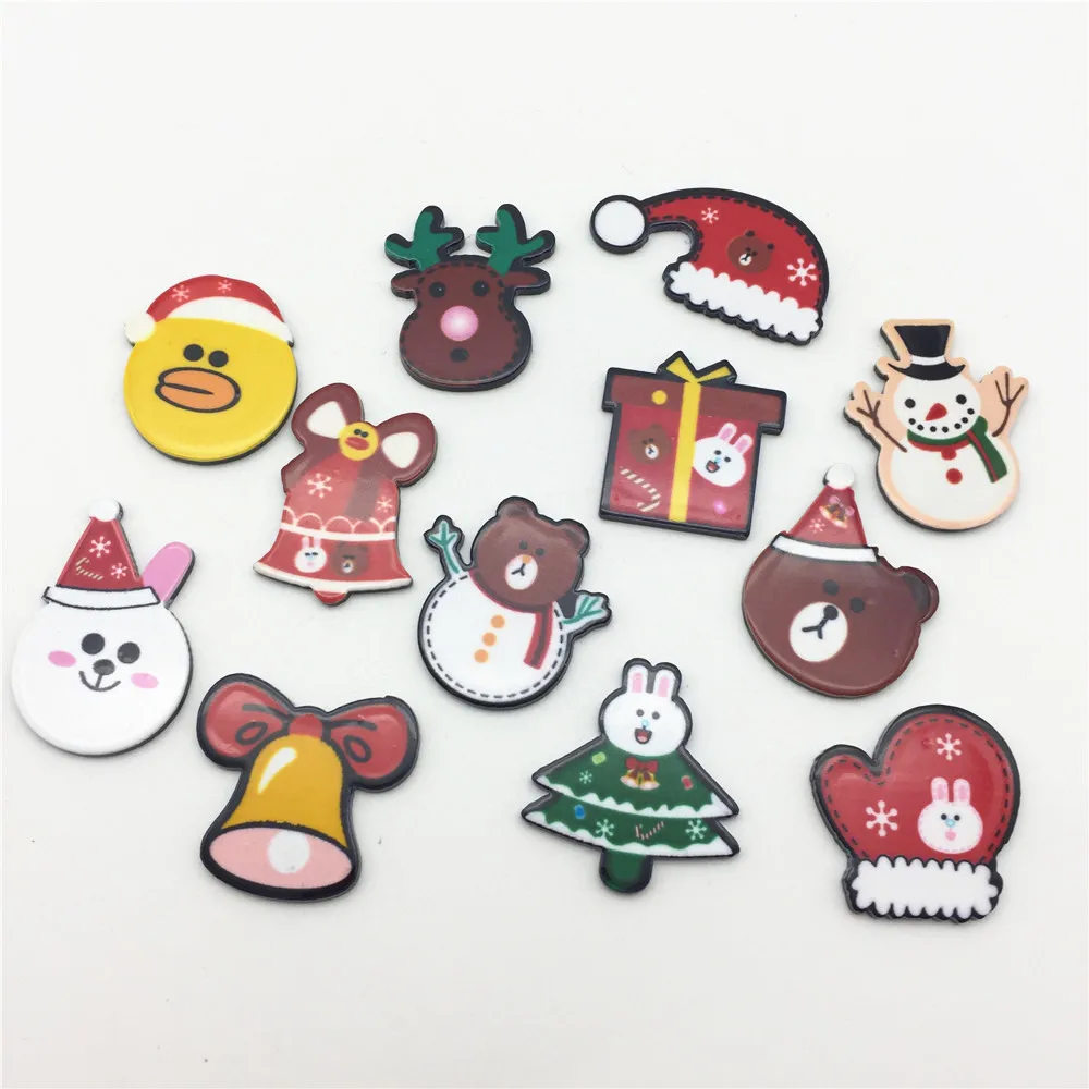 

50pcs 25mm-30mm Mixed Resin Cabochons Christmas Crafts Santa Snowman Bell Reindeer Flatbacks Embellishments For Scrapbooking