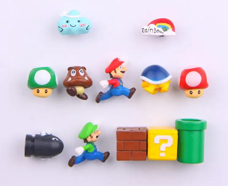 12PCs B 3D милый супер Марио смолы магниты на холодильник игрушки для детей украшения дома фигурки стены Марио магнитные пули кирпичи 1389 - Цвет: 12PCs B