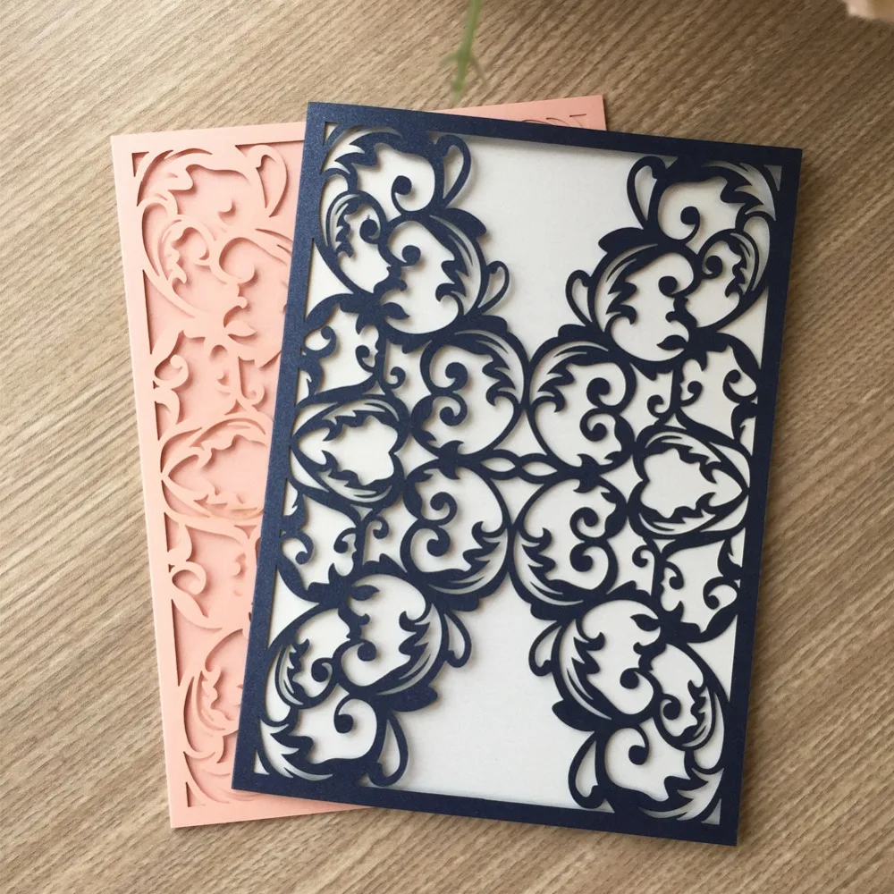 50 шт. новый дизайн Королевский Розовый Свадебный Пригласительный картон со