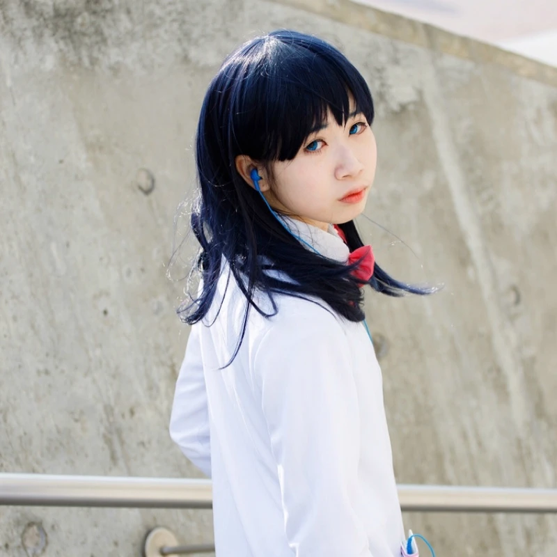 Парик для косплея SSSS.GRIDMAN Takarada Rikka аксессуары волос 50 см чернильно-синий черный