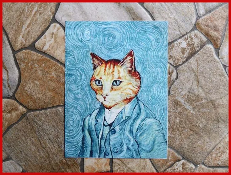 Цена Ван Гог кот дизайн Лоскутная ручная ткань 100% хлопок ручная сделай сам Ткань для шитья пэчворк сделай сам украшение Цифровая Печать Патч