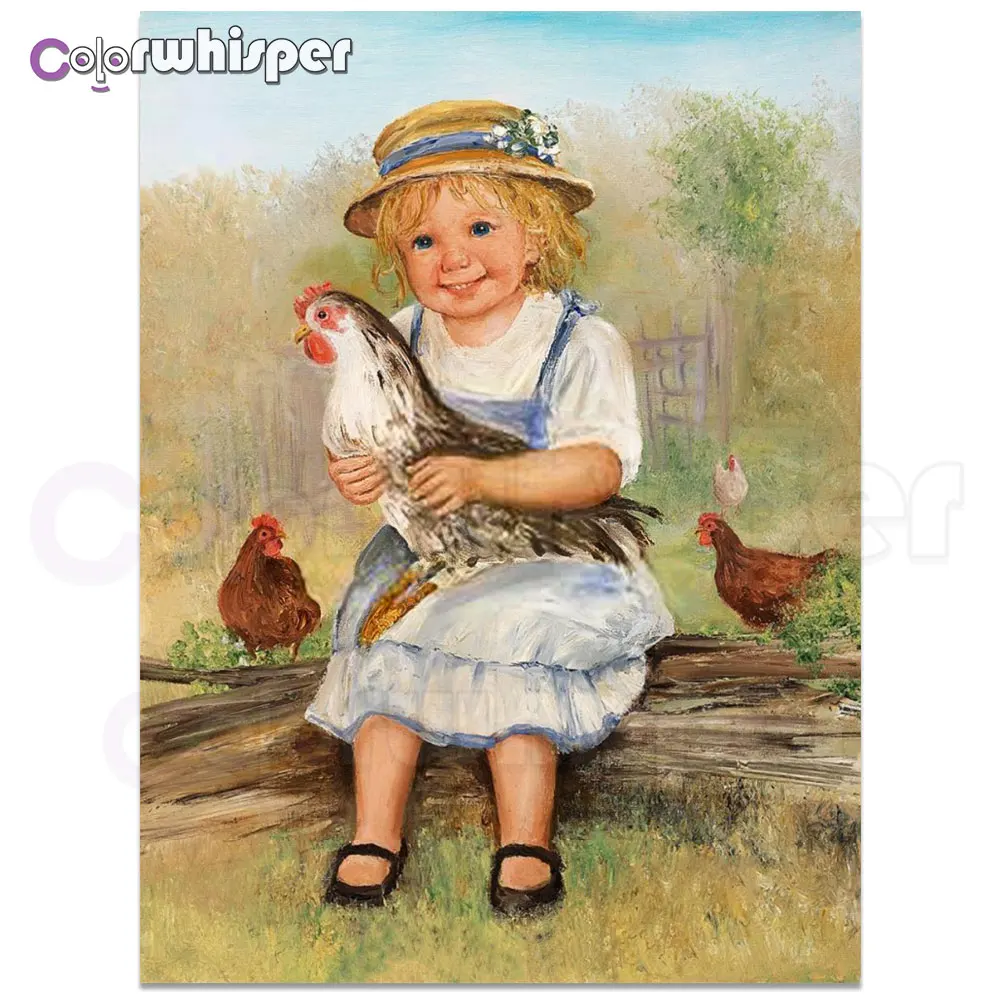 Алмазная живопись 5D полноразмерная/круглая деревенская пасторальная жизнь