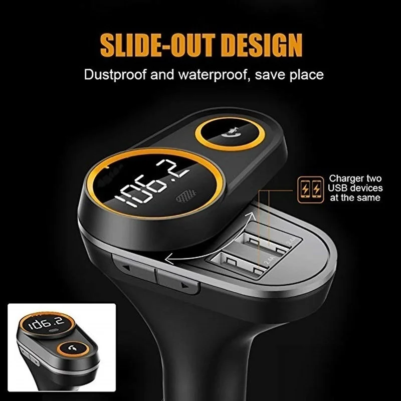 SURIK fm-передатчик, fm-модулятор, автомобильный Bluetooth громкая связь, автомобильный комплект, автомобильный аудио mp3-плеер с двойным USB автомобильным зарядным устройством, ЖК-дисплей