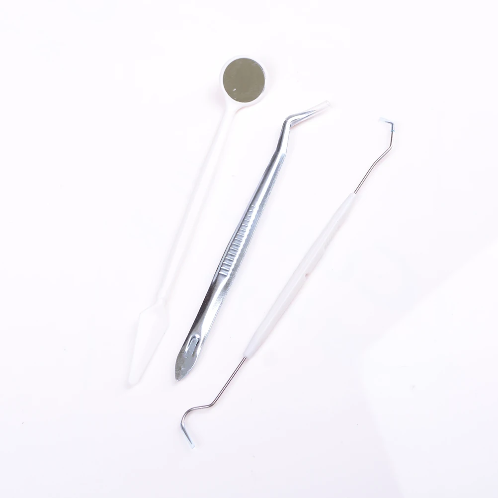 

3PCS Stainless Steel Dental Instrument Probe Set Oral Care Hygiene Pick Scaler Mirror Tweezers Examination Cleaning Kits