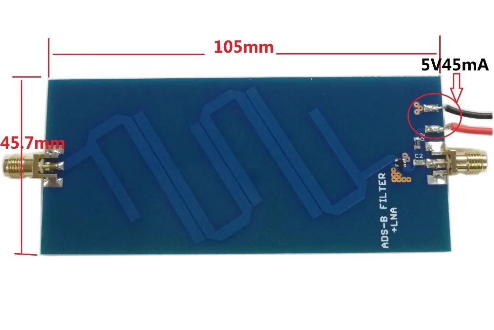 

ADS-B 1090 MHz bandpass filter ADS-B + LAN для sdr 1G-1,2 GHz