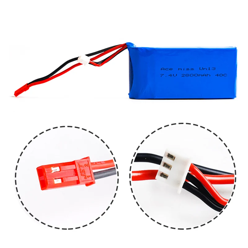 Литий-полимерный аккумулятор для вертолета WLToys V262 V333 V323 V666 7 4 В 2800 мАч 2 шт.