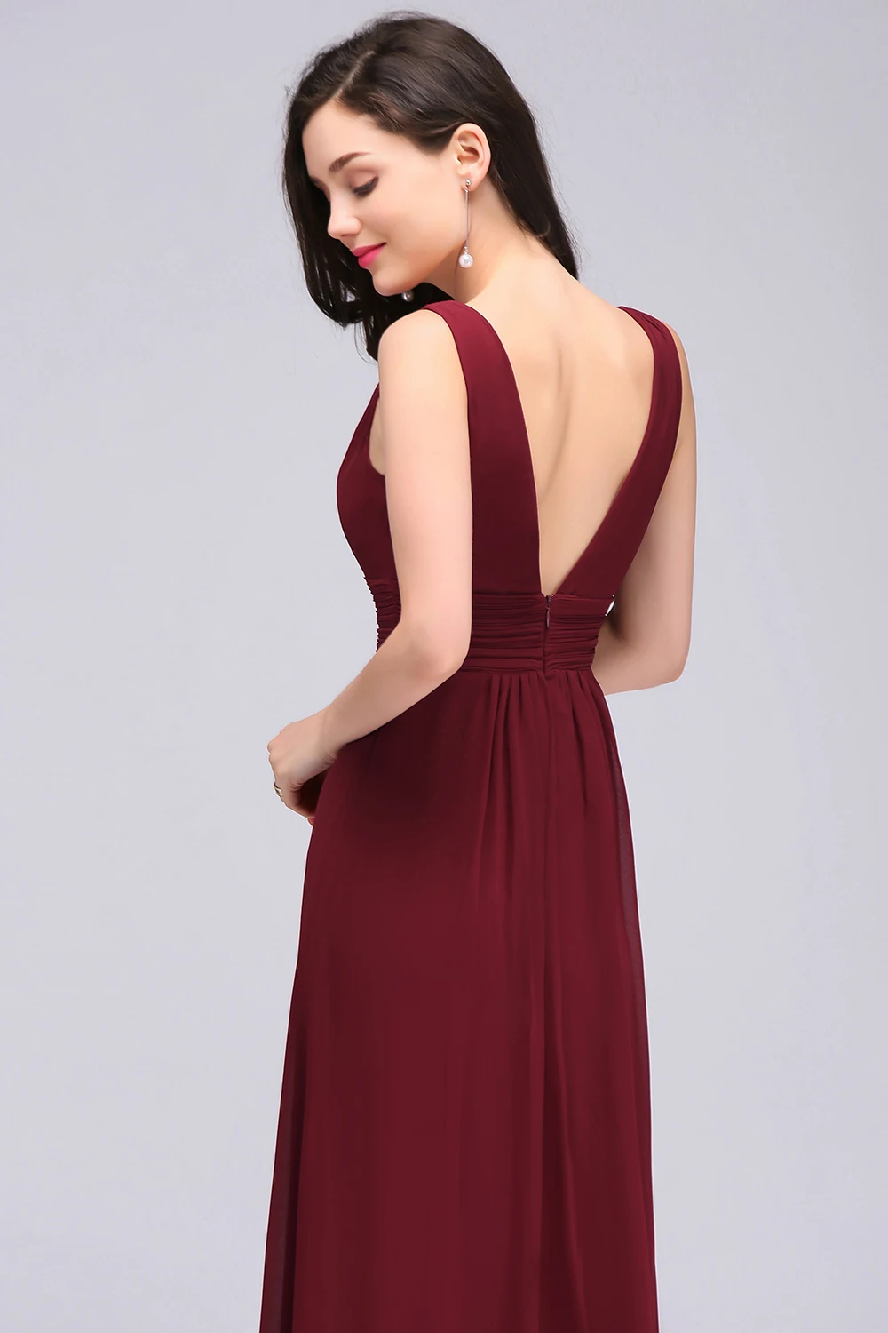 Babyonlinedress пикантные фиолетовые шифоновые платья подружки невесты с V образным