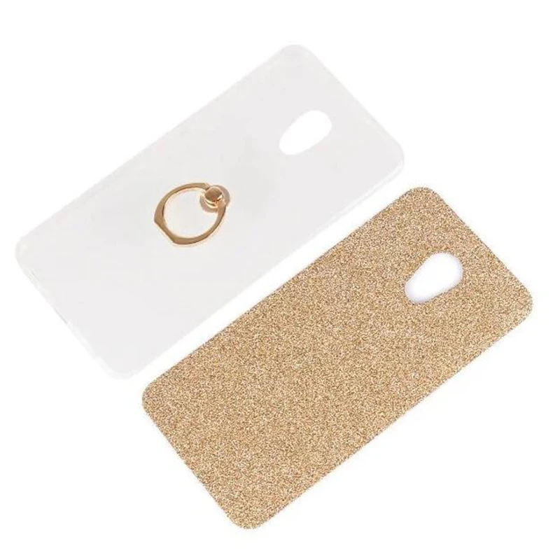 Cover Phone Case For Meizu Pro 6 Plus Pro6 plus Pro6+ 5.7&quot TPU Silicone Transparent Shell Flash Glitter Powder Finger Ring Stent |