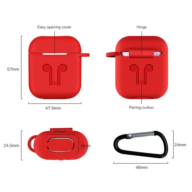 Силиконовый чехол для Apple AirPods + карабин ремешок наушников Наконечники аксессуары