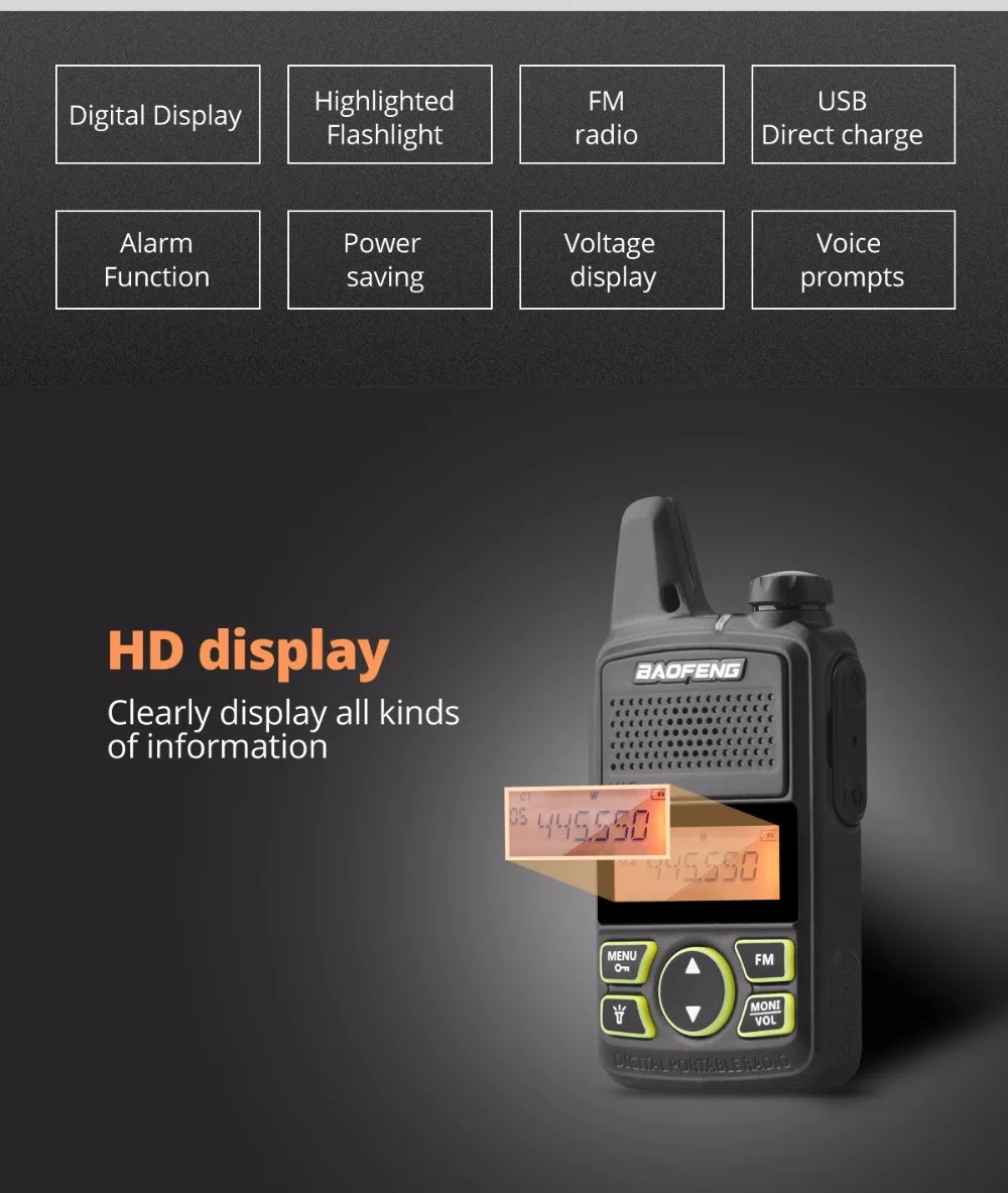 Baofeng T1 мини рация BF-T1 Портативная радиостанция UHF 400-470mhz 20CH FM PTT BF T1 Портативная радиостанция
